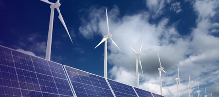 Wind turbine and solar panels