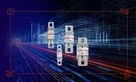 Mersen ABAT fuses on a dark background with picto for EV, rail, energy storage and aircraft